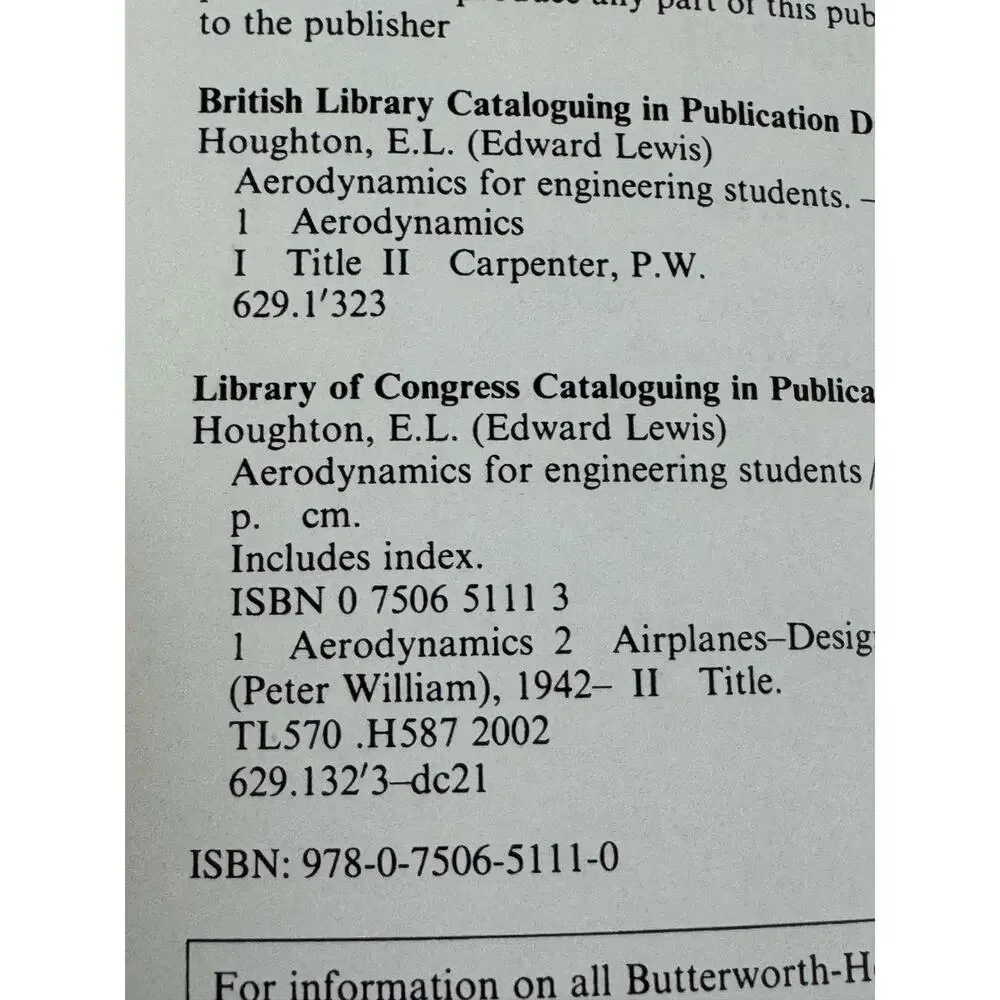Aerodynamics for Engineering Students Fifth Edition - Houghton, E. L.